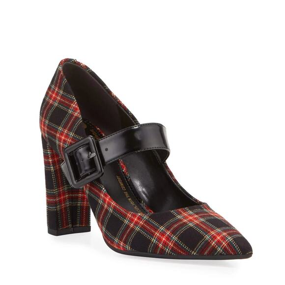 SAM EDELMAN x ANTHROPOLOGIE Montreal Mary Jane Heel Pumps Red Plaid Sz 8 $138 - Picture 1 of 7
